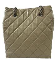 CHANEL BEIGE QUILTED PATENT LEATHER IN THE BUSINESS NORTH/SOUTH BAG (ule)